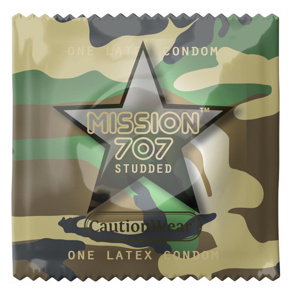Buy Caution Wear Mission 707 Studded Condoms | Condom Depot