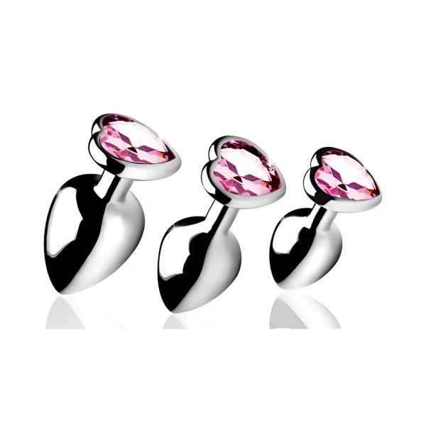 Booty Sparks Pink Heart Gem Anal Plug Set | Condom Depot